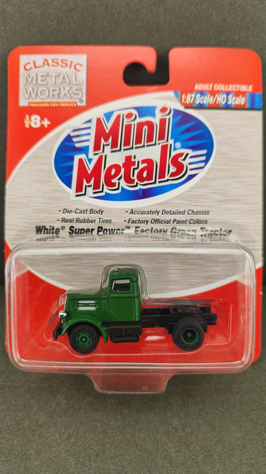 MM 31138 Mini Metals HO Scale White Super Power Factory Green Tractor