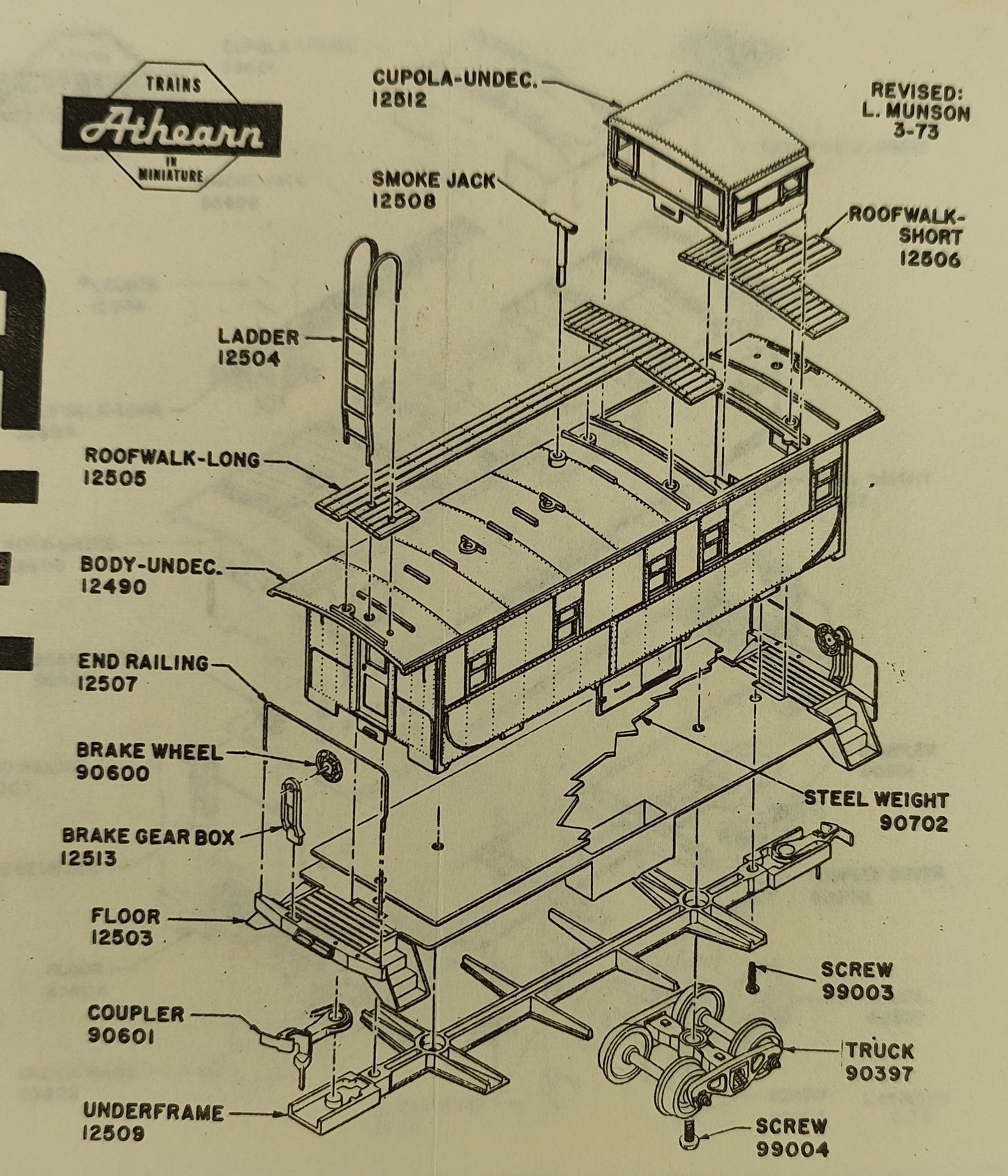 ATH 12505 Cupola Caboose Roofwalk (long)