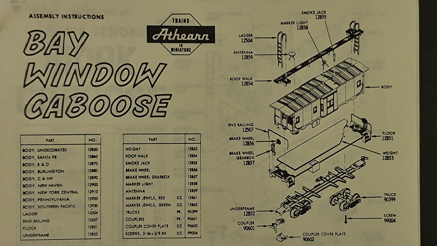 ATH 12852 Bay Window Caboose Underframe
