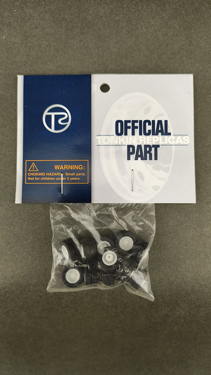 TS 736 	  	2-hole rear tractor or trailer white wheels, tires and axles (pkg-12)