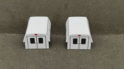 RPS 537 - 5251 . 59  Utility Caps Utility Pickup Box Cap, Non-operating side-opening doors on rear. 2-pieces per package, painted white with black trim and shaded windows. Includes (4) low-rise ladder racks