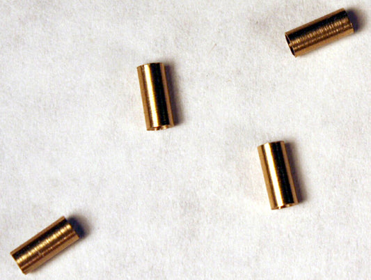 12053 - Brass Sleeve - size   2mm ID X 2.4mm OD X 7/32" long (4 ea) Used to convert 2.4mm ID flywheels to fit 2mm OD motor shafts.  (pkg -4)