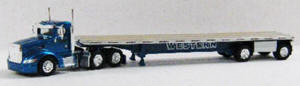 #T-SPT-3057 		Peterbilt 386 Day Cab Semi w/48 ft Flatbed Trailer - Western Dist.