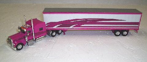 #T-7007 	Multi-Pink Peterbilt 389 with 70 in Sleeper with 53 ft Dry Van
