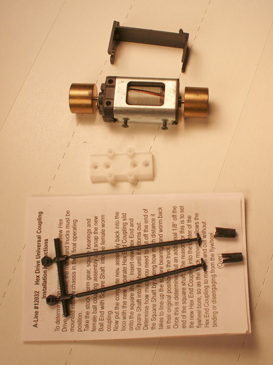 70323 - Athearn Genesis Can Motor with hex flywheels installed, 18x38  (includes a pair of #12032 Universal Hex Drive couplings)   Additional #12032 Hex couplings sold seperately