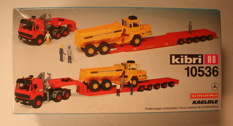 Kibri #10536  Tractor with lowboy trailer and articulated dump truck  (plastic kit)