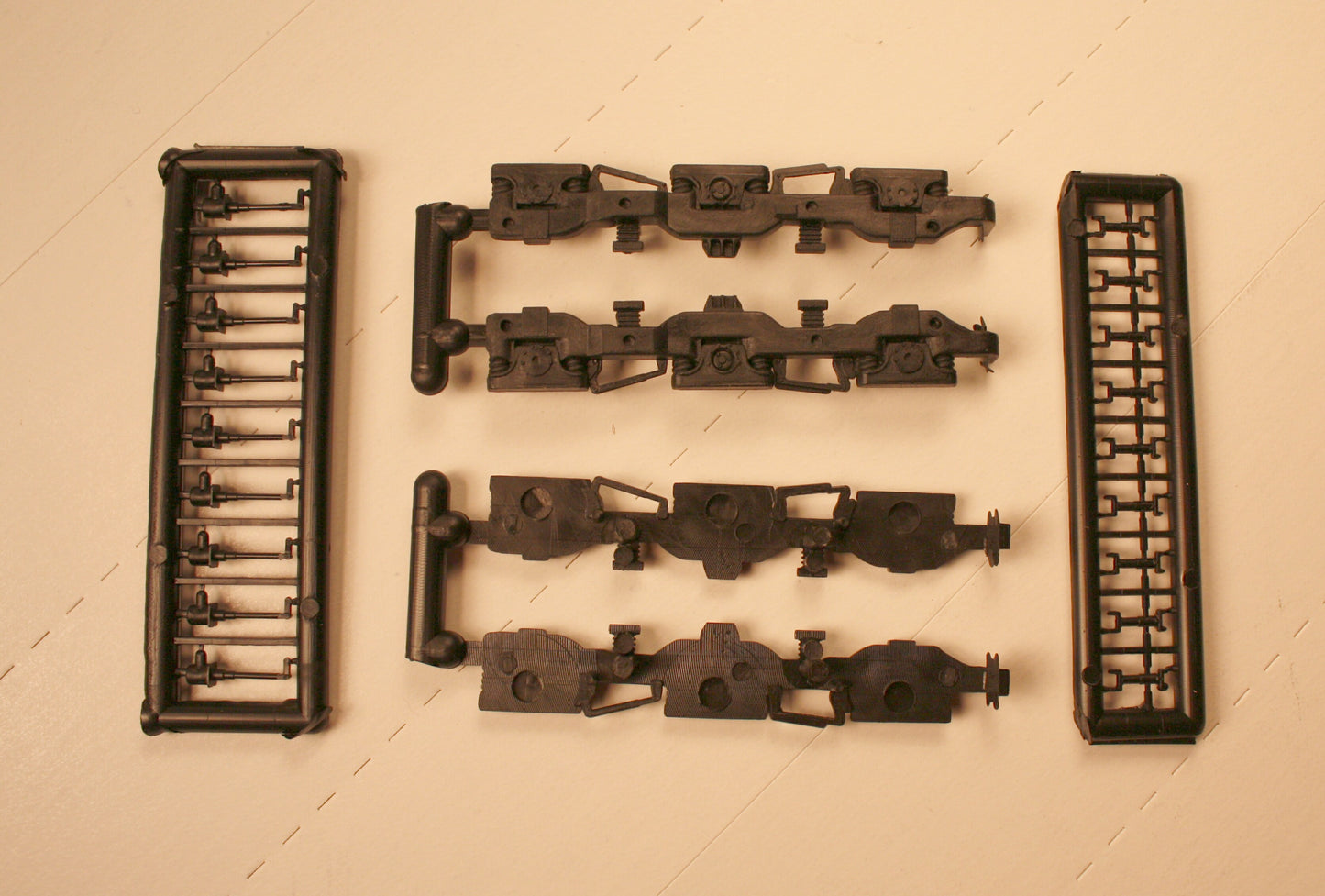 R143 - 9-44CW Hi/Ad Sideframes (plastic) (Set of 4) - Fits Athearn AC4400CW / 9-44CW / C44-9W   3-axle trucks