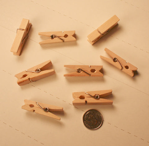 #HT-123    Mini Wood Clothespins (pkg - 20)